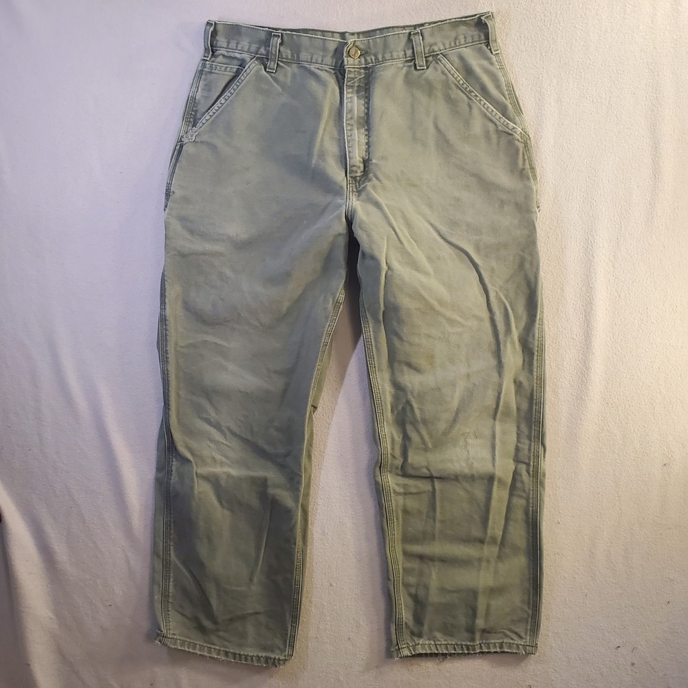 Vintage Carhartt Carpenter Pants Mens 33x29 Moss Dungaree Fit B11 MOS Work